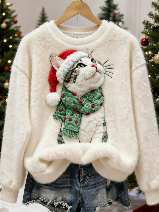 MV™ - Pull de Noël Mignon Avec un Chat pour Femmes