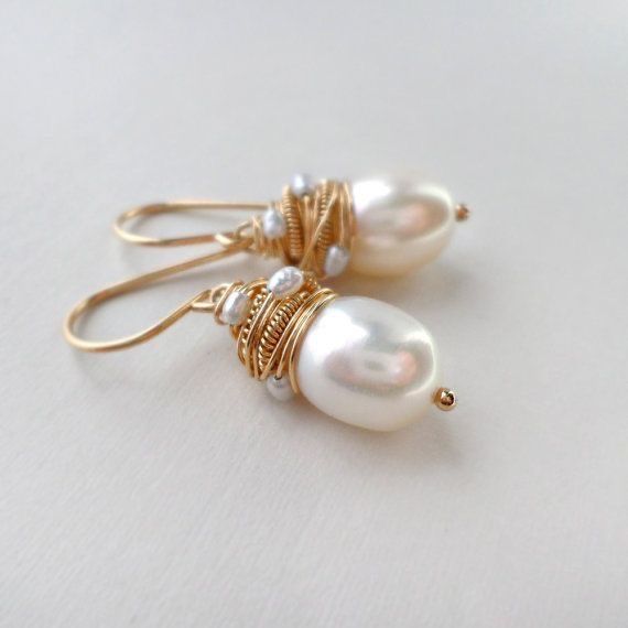 MV™ | Boucles d'oreilles vintage en fil d'or et perles