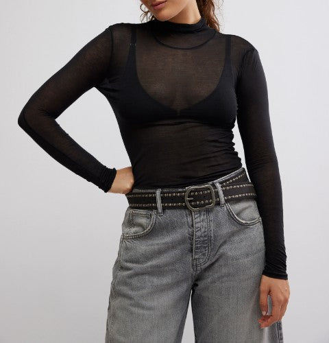 Noémie™ - Haut sans coutures à manches longues pour Femme NOIR